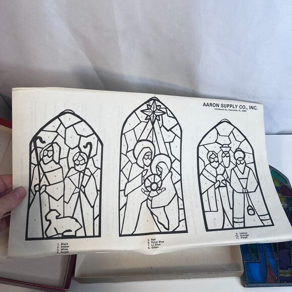 Christmas Nativity Scene Stained Glass Look Metal Panels COMPLETE Holiday Decor - Picture 9 of 10